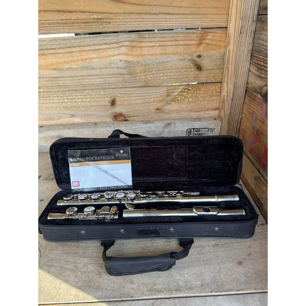 Mendini by Cecilio Beginner Flute Silver Closed Hole with Case